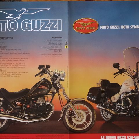 Moto Guzzi V35-V65 Florida brosjyre 1988 inkl. prisliste