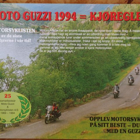 Moto Guzzi 1994= kjøreglede norsk brosjyre