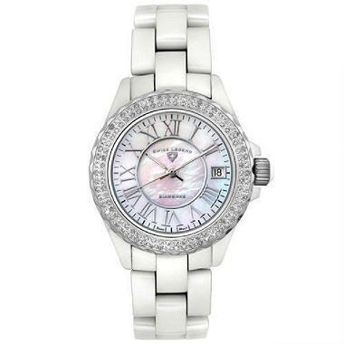 1 Carat Diamanter Swiss Legend ceramic hvit dame ur