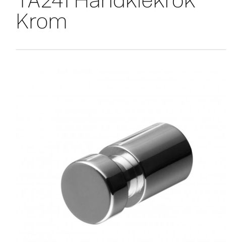 Tapwell håndklekrok, 2 stk (krom)