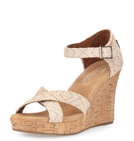 Tom’s Woven Diamond Strappy Wedge Sandal size 38/39