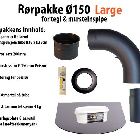 Rørpakke ildsted Large for Ø150mm (for tegl / mur pipe)