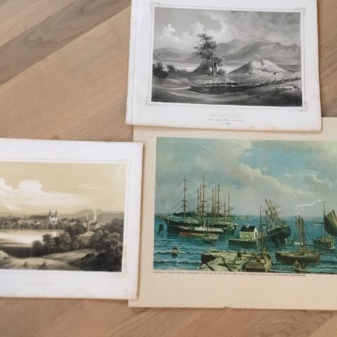 2 litografier 2 fra Stavanger og 1 fra Balestrand i Sogn.  Balestrand er solgt