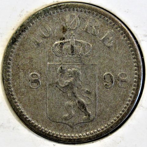 10 Øre 1898 sølv Kong Oscar II