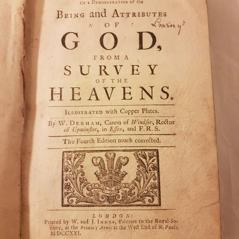 Astro-Theology by William Derham (MDCCXXI - 1721)