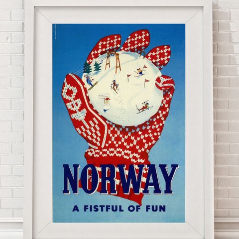 A Fistful of Fun - Norway - Vintage Turist Plakat