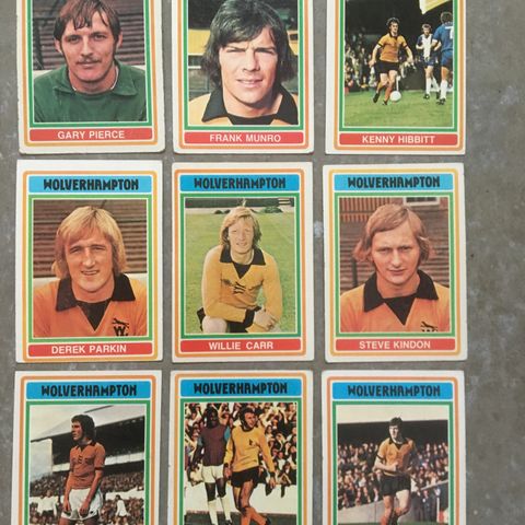 Wolverhampton Wanderers - komplett sett 9 stk 1976 fotballkort