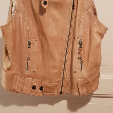 real leather ekte skinn lær vest size L-XL