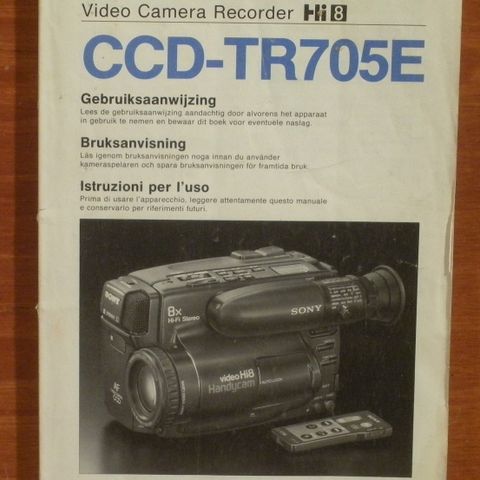 SONY Video Camera Recorder Hi8 BRUKSANVISNING