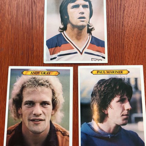 3 stk sjeldne Topps Spotlights 1980 fotballkort fra England med Q/A
