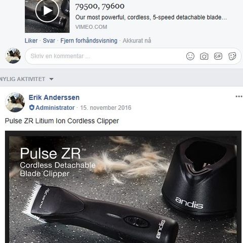 Andis pulse ZR nå på tilbud NÅ HAR VI FÅTT INN DEN NYE MODELLEN