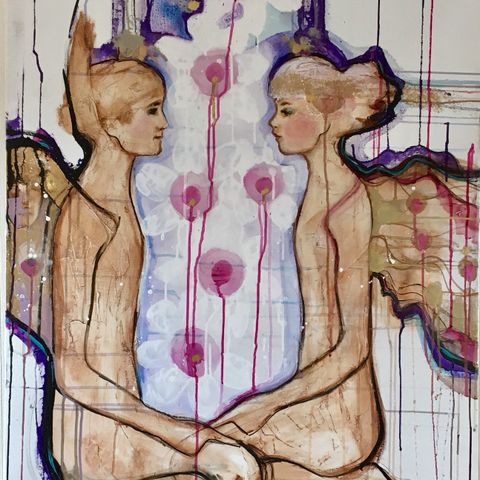 Maleri på kanvas av Verena Waddel 100x80 cm