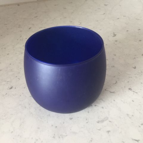 Blue Glass T-Light Candle Holder