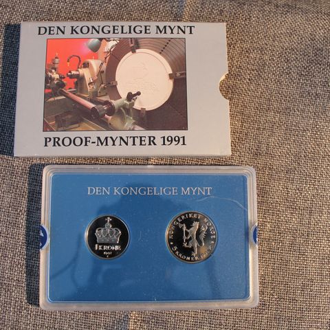 Den kongelige mynt 1991, 1 og 5 krone proof   (113)