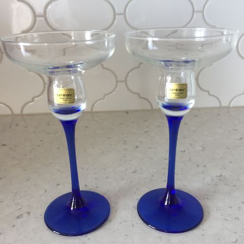 Pair of Glass Luminarc Candle Holders
