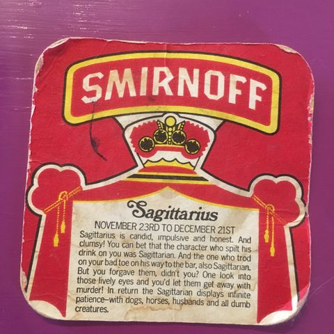 Ølbrikke Smirnoff fra 70 tallet vintage