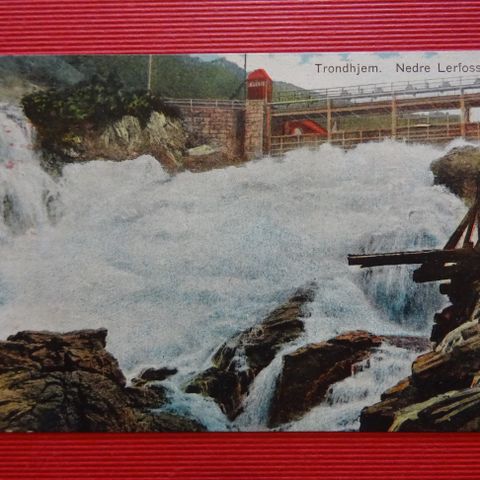 Trondhjem, Nedre Lerfoss gammelt postkort