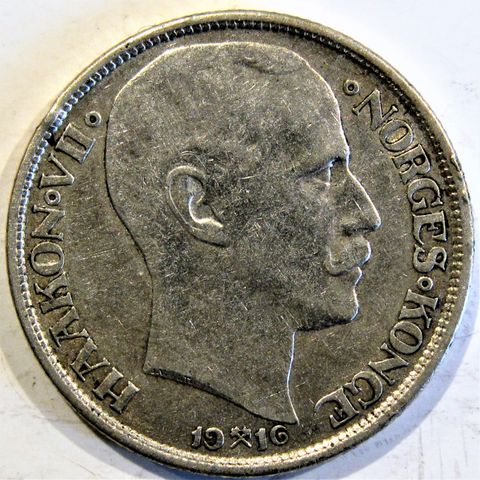 1 kr 1916 i sølv Kong Haakon 7