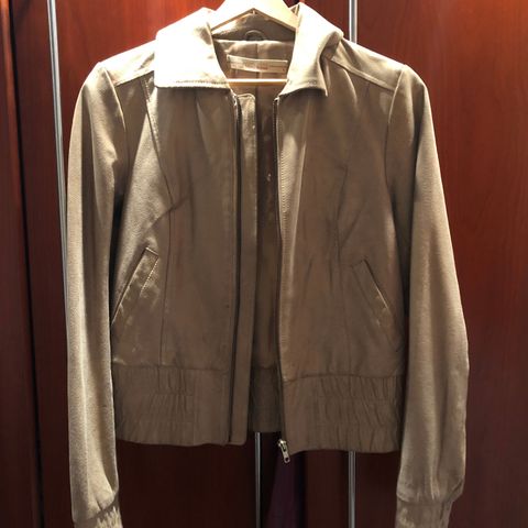 Vintage Ladies, beige suede and leather bomber jacket. S/m