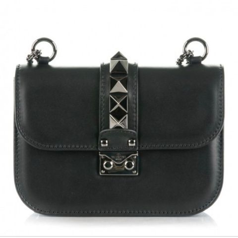 VALENTINO Limited edition! Vitello Small Glam Lock Rockstud Flap Black