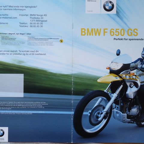 BMW F 650 GS 08/2002 brosjyre