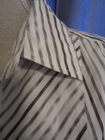 Vintage dameskjorte m/ satengvevd stripemønster