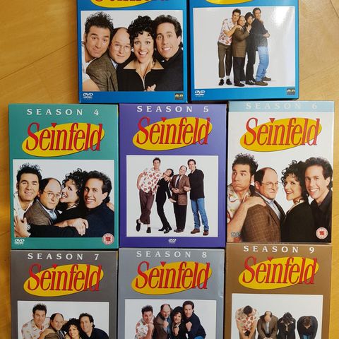 Seinfeld, samtlige 9 sesonger, 180 TV episoder, DVDs