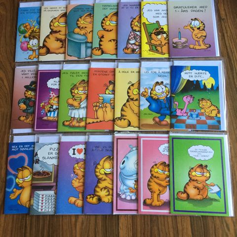 Nye Garfield/Pusur humor/vitse (doble) kort fra 1978