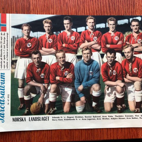 Norge Landslaget i fotball 1955 sjelden poster plakat ca A4