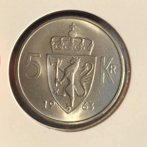 5kr 1963 kvalitet 0 fra ny rull