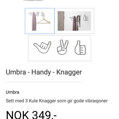 Knagger UMBRA, to knagger per hånd