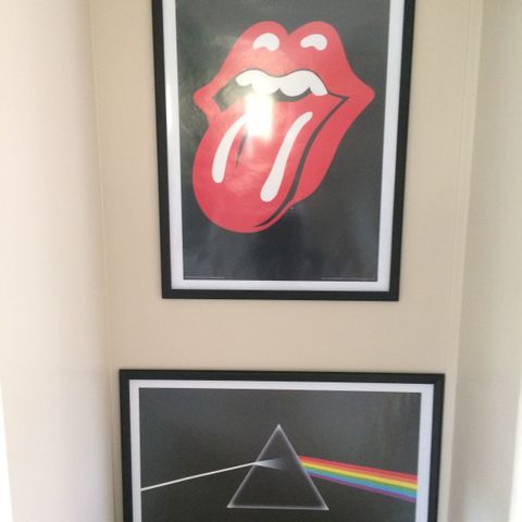 Pink Floyd og Rolling Stones - Nostalgi plakater i ramme !