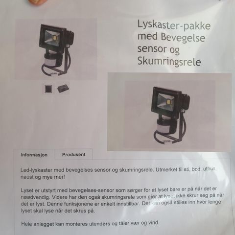 Lyskaster med bevegelsessensor