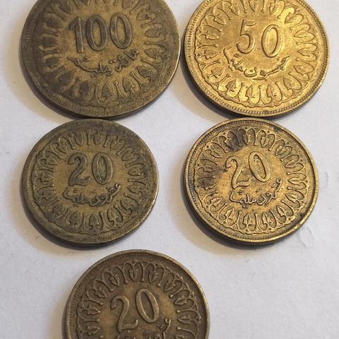 Tunisia 20,50 og 10 millimmes  før 1990 lot