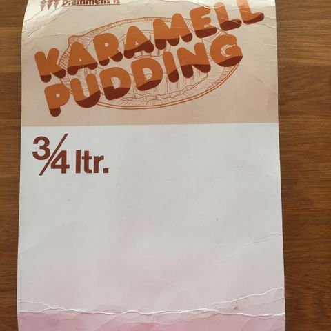Gammelt Drammens is-skilt Karamell pudding