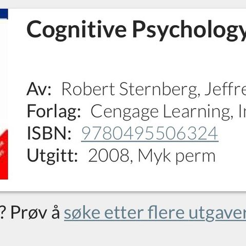 Cognitive psychology, Sternberg 2008