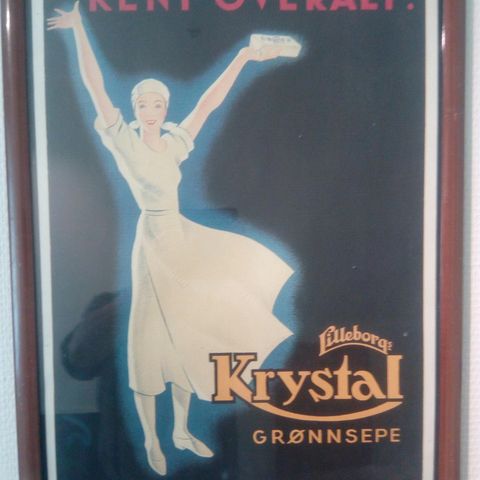 Vintage Reklameplakat fra Lilleborg. Krystal grønnsepe,