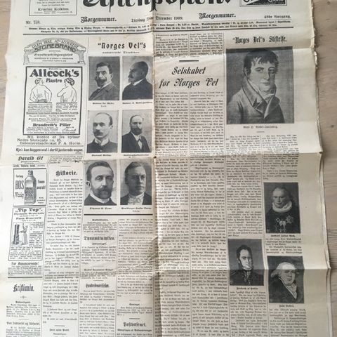 Aftenposten morgenutg tirs 28. DES 1909