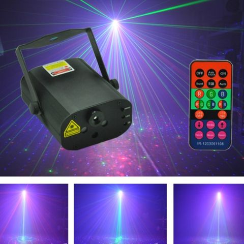 Diskolys RGB Laser 300mW 30 Figurer + 3W Blå LED+ fjernkontroll