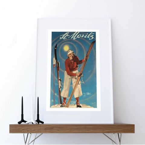 Plakat St. Mortiz - Skier, 1936, 50x70cm