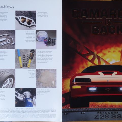 Chevrolet Camaro 1996 to ulike brosjyrer