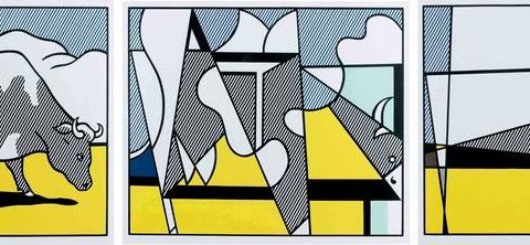 Roy Lichtenstein 'Cow Going Abstract' Rare Original 1982 Silkscreen Triptych