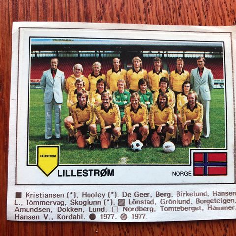 Panini Lillestrøm lagbilde 1979 fotballkort Tom Lund mf. selges!