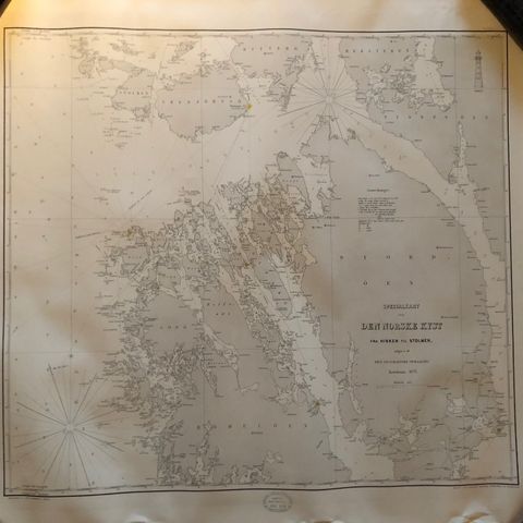 Antikk kart over Norske kyst fra Hiksen til Stolmen, 1871