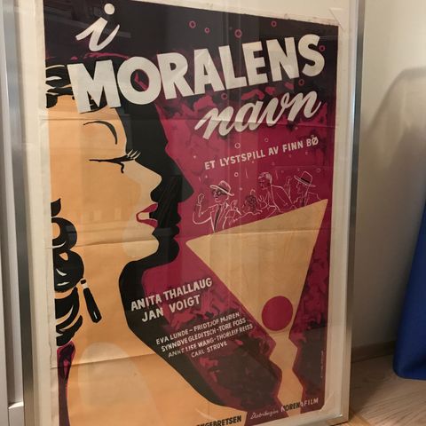 I Moralens Navn - sjelden og pen norsk filmplakat! (1954)