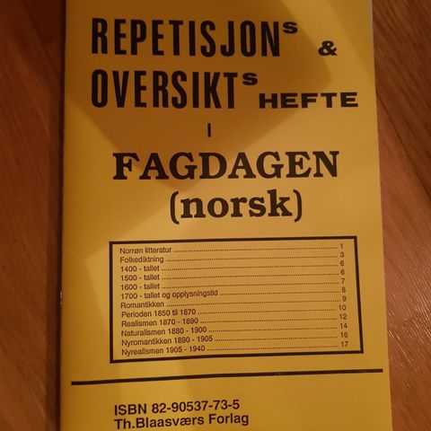 Fagdagen Norsk - hefte