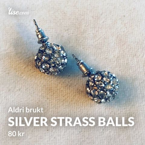 Silver Strass Ball Øredobber