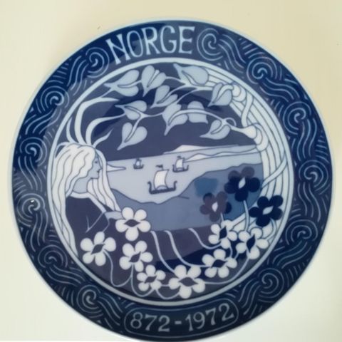 Snørres Saga Jubileums plate 872- 1972. Porsgrund porselen