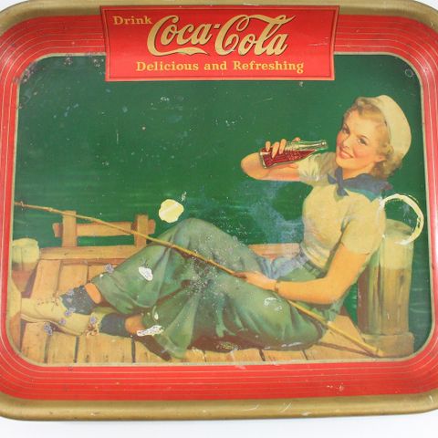 Meget flott Coca-Cola serveringsbrett fra 1940