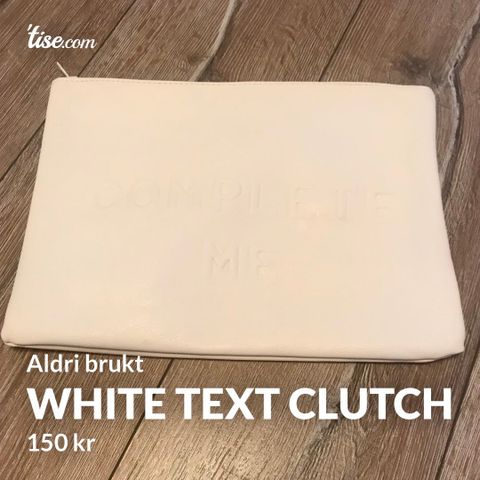 White Text Clutch